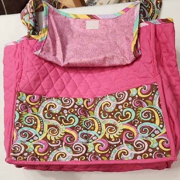 Pink and Brown Baby Diaper Bags with Stripes and Floral Patterns - Picture 11 of 11